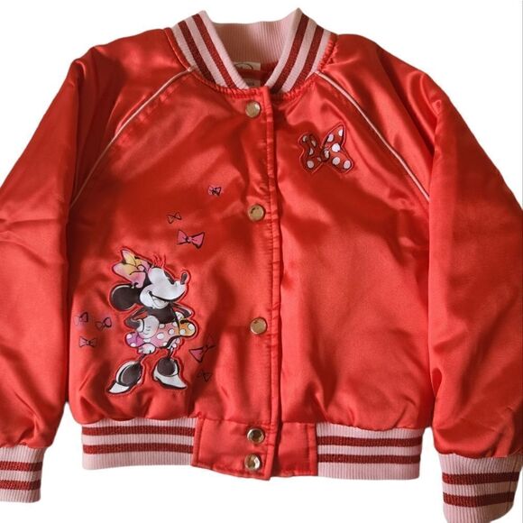 Disney Girl's Minnie Mouse Varsity Bomber Jacket Size 4 - Picture 1 of 8
